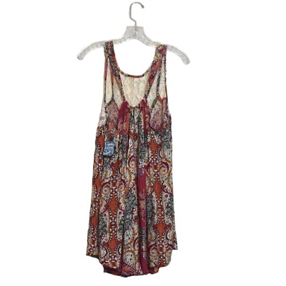 Free People Count Me In Trapeze Boho Tank Top Floral Mini Dress Size XS - Picture 3 of 15